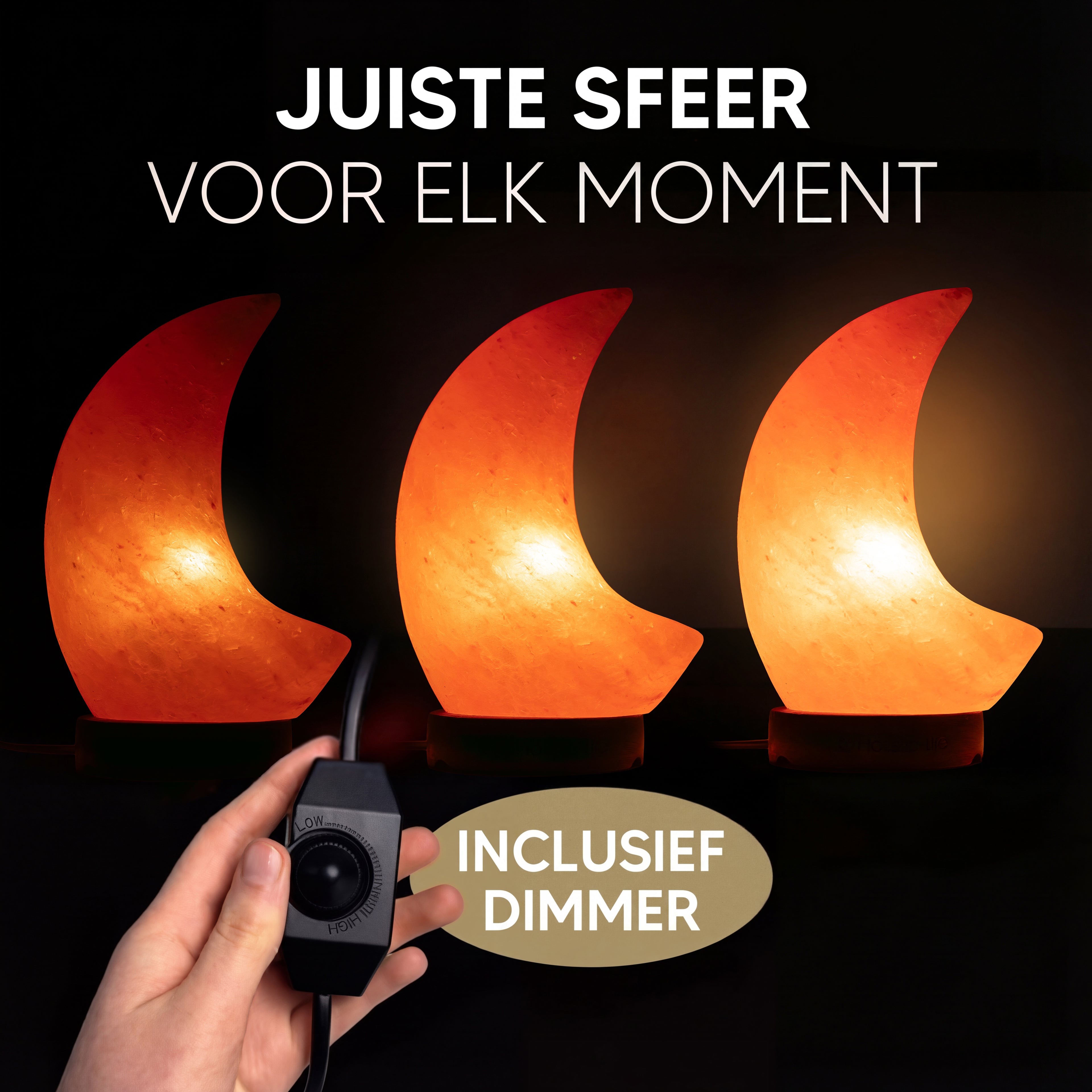 Dimbare Himalaya halve maan Zoutlamp 2-3kg