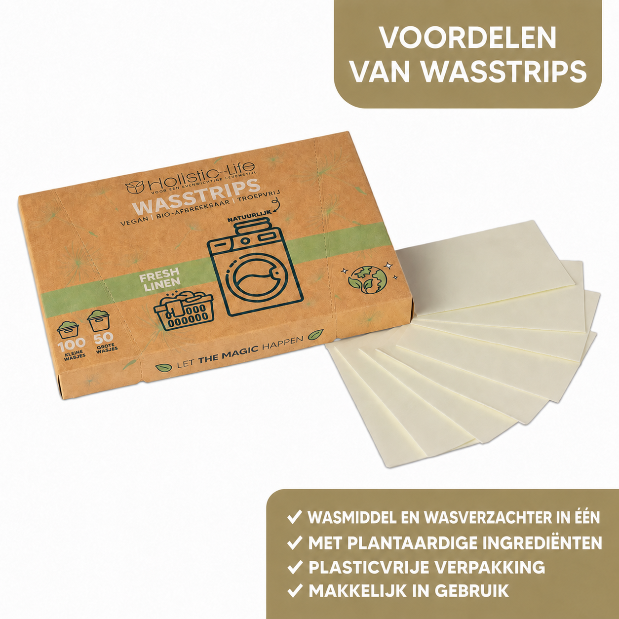 Milieuvriendelijke Wasstrips Fresh Linen - 100 wasbeurten