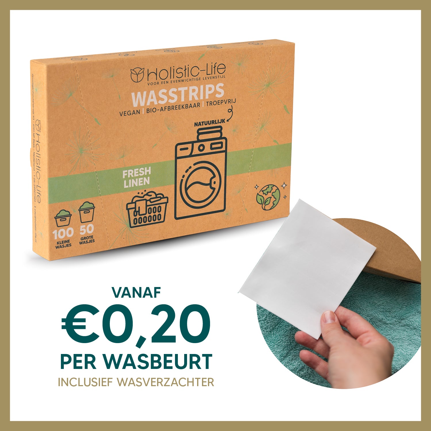 Milieuvriendelijke Wasstrips Fresh Linen - 100 wasbeurten