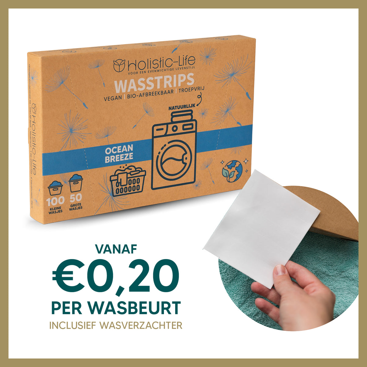 Milieuvriendelijke Wasstrips Ocean Breeze - 100 wasbeurten