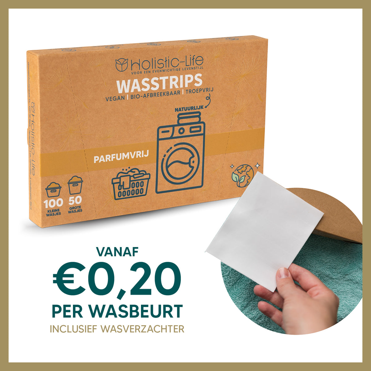 Milieuvriendelijke Wasstrips Parfumvrij - 100 wasbeurten