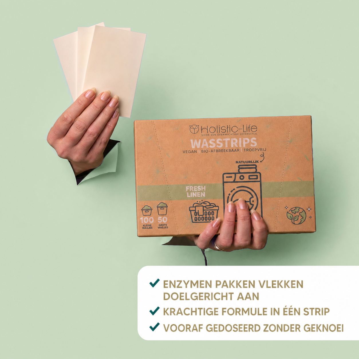 Milieuvriendelijke Wasstrips Fresh Linen - 100 wasbeurten