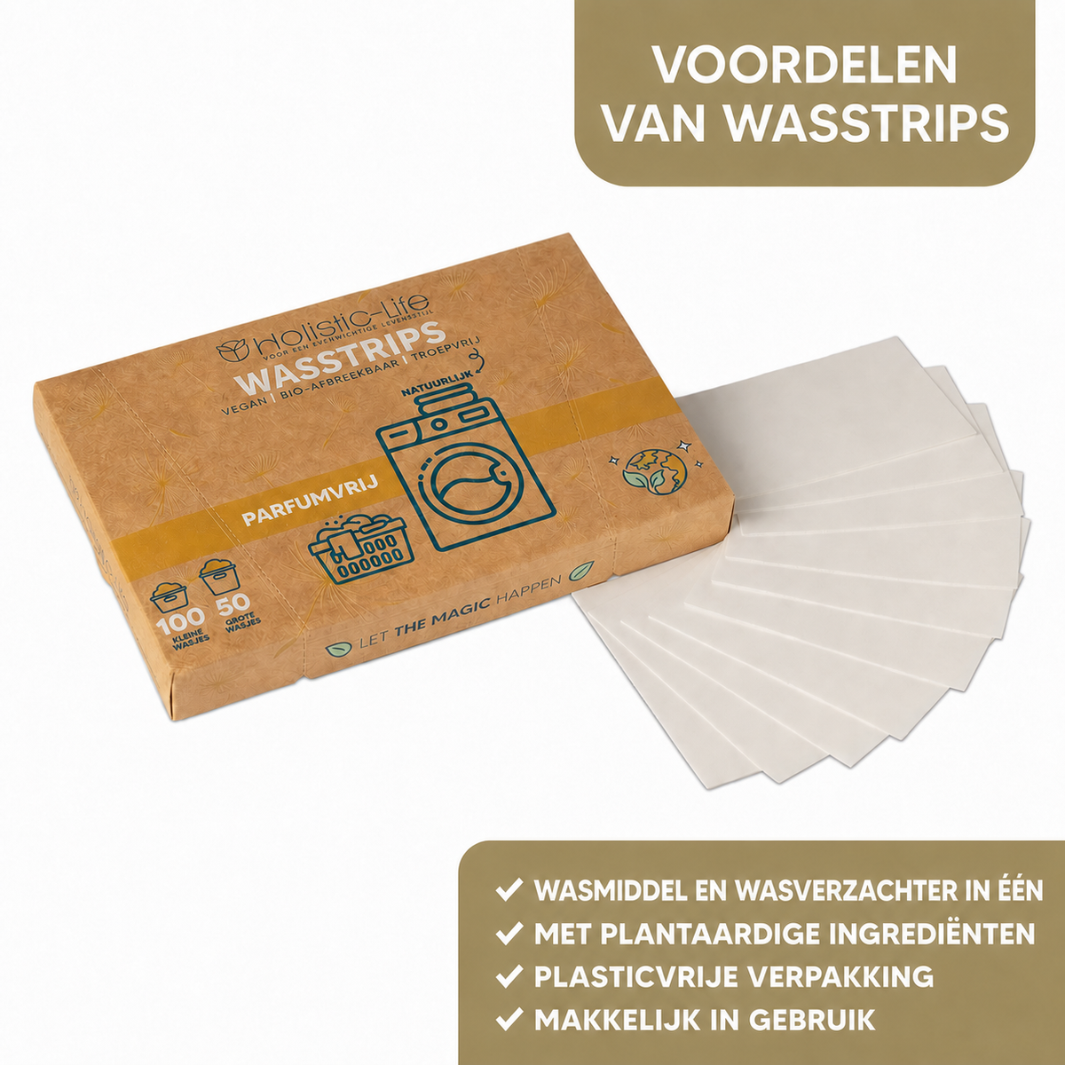 Milieuvriendelijke Wasstrips Parfumvrij - 100 wasbeurten