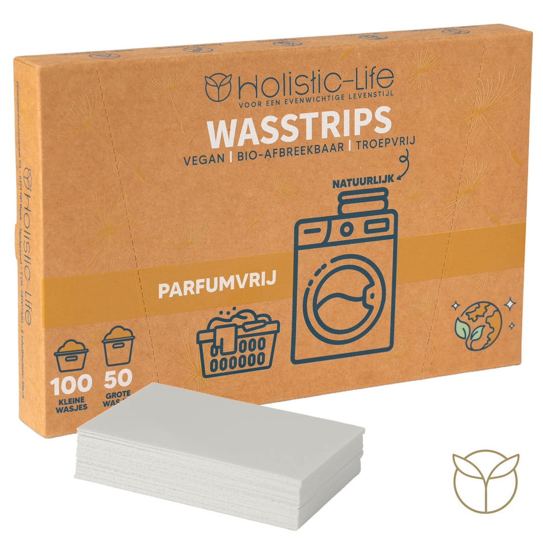 Biologische wasstrips voor het wassen, wasmiddel en wasdoekjes.